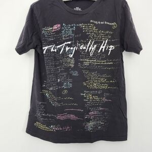 Black T-Shirt with Colorful Text From Musicans of The Tragically Hip Band